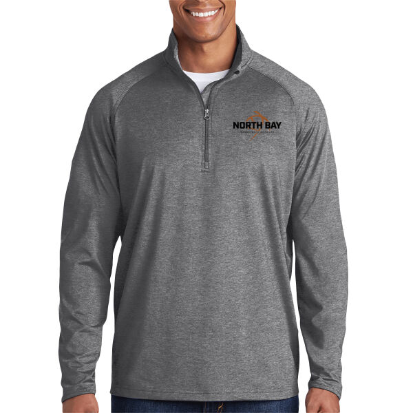 NBBA - Charcoal Grey Heather Sport Wick Stretch 1/4 Zip Pullover Thumbnail