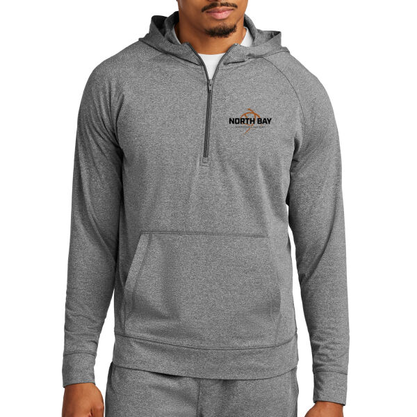 NBBA - Charcoal Grey Heather Sport Wick Stretch 1/2 Zip Hoodie Thumbnail